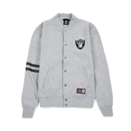 MAJESTIC EMODIN FLEECE LETTERMAN RAIDERS JACKET